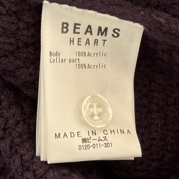 BEAMS HEART Oversized Collared Preppy Polo Sweater in Navy Blue SZ S - Picture 8 of 10